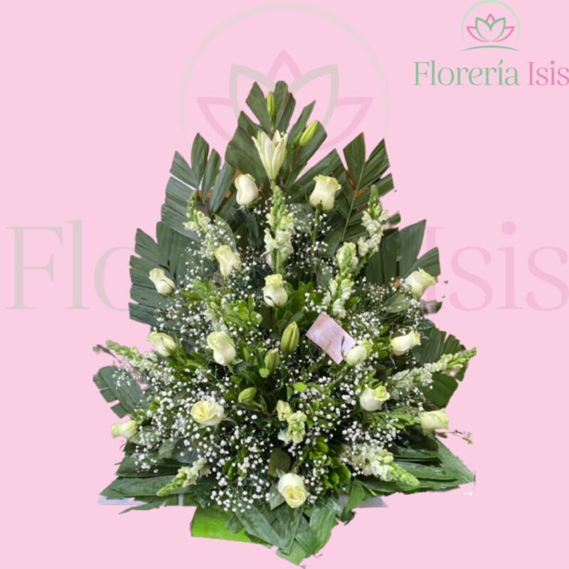 Arreglo fúnebre blanco, de Florería Isis