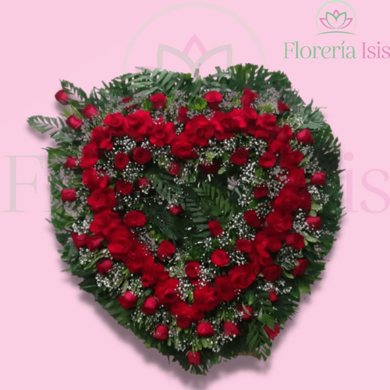 Corazón fúnebre de 75 rosas, de Florería Isis