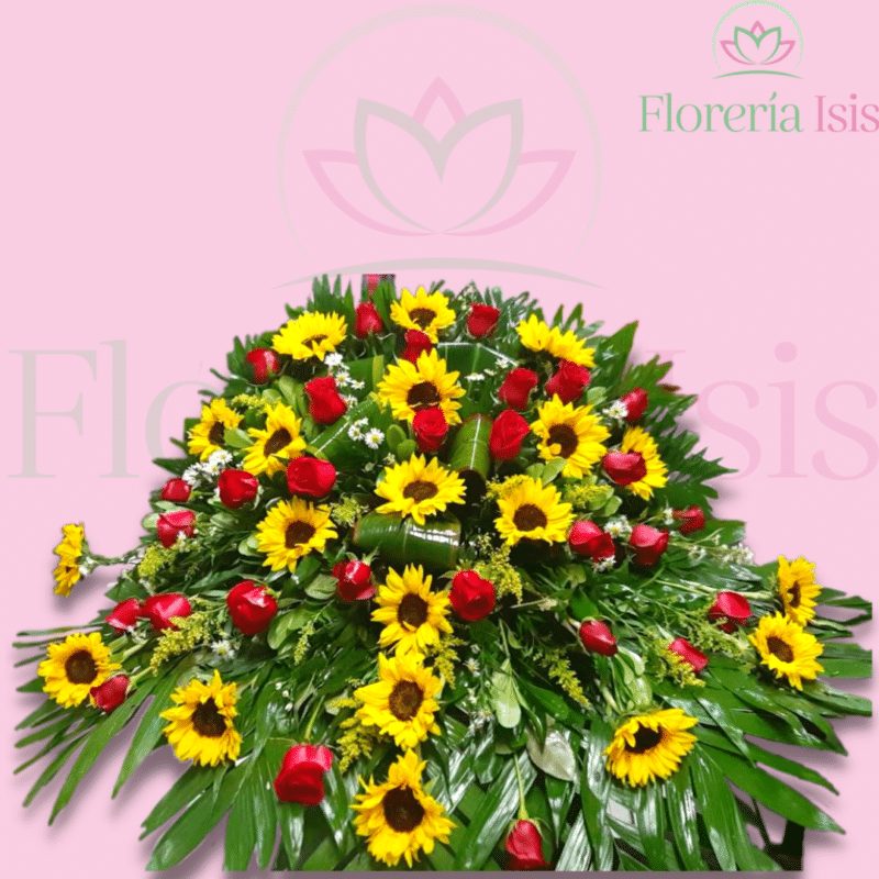 Cubrecaja de girasoles y rosas, de Florería Isis