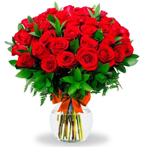 Florero con 50 rosas rojas, de Florería Isis